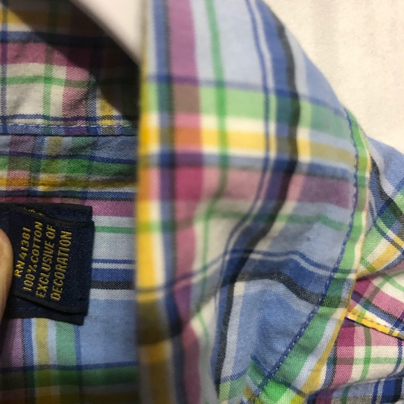 Ralph Lauren Button Down Shirt Mens M Blue Pink Green White Yellow Long Sleeve - Picture 7 of 7